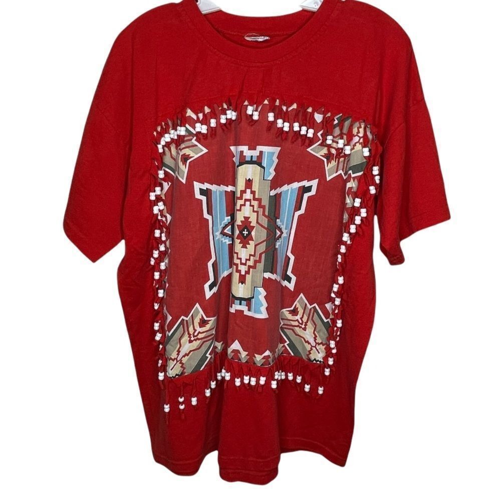 Vintage‎ Beaded T-shirt Red